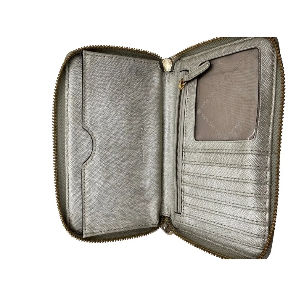 Michael Kors Jet Set Travel Continental Wallet, Pale Gold Glitter, Zip Around